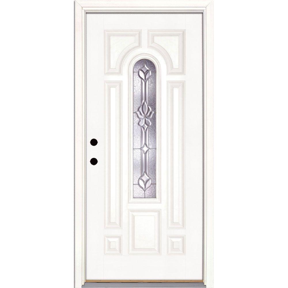 Feather River Doors 37 5 In X 81 625 In Silverdale Patina 3 4 Oval Lite Stained Chestnut Mahogany Right Hand Fiberglass Prehung Front Door 713791 The Home Depot