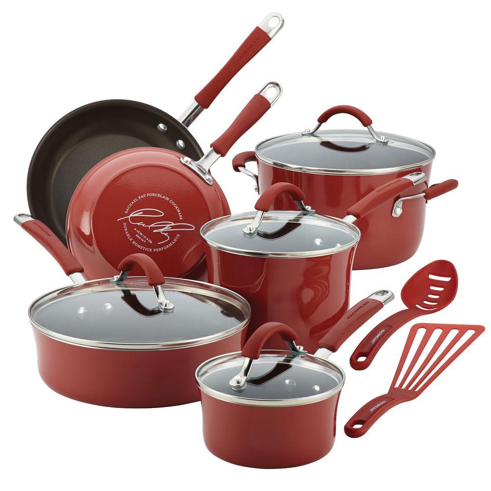 Rachael Ray Cucina 12-Piece Cranberry Red Cookware Set with Lids by Rachael Ray