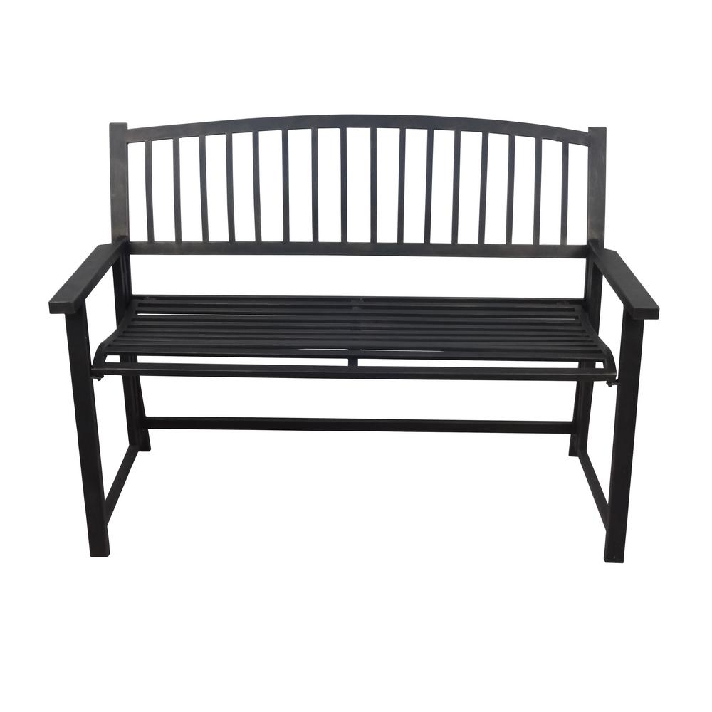 Folding Metal Patio Furniture Outdoor Benches Chairs Black Metal Folding Outdoor Bench