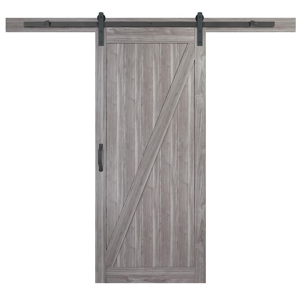 Masonite 36 In X 84 Z Bar Ash Gray Composite Interior Sliding Barn Door Slab With Hardware Kit