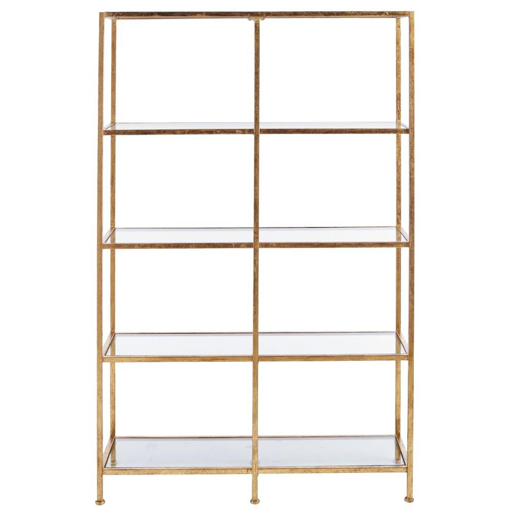 62 In Gold Metal 4 Shelf Accent Bookcase With Open Back