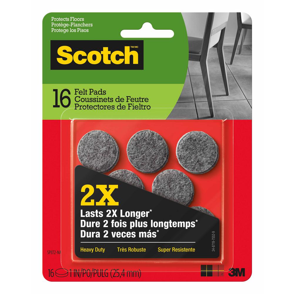3m Scotch 1 In Gray Round Heavy Duty Surface Protection Felt