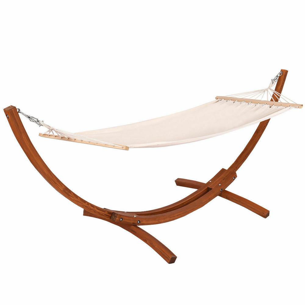 Costway 11.8 ft. x 4.2 ft. x 4.3 ft. Wooden Curved Arc Hammock Stand
