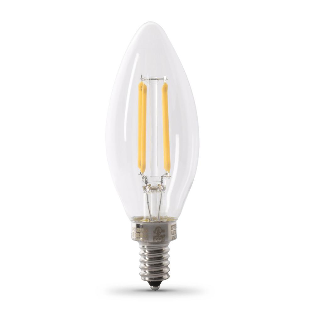 Feit Electric 40W Equivalent B10 Candelabra Dimmable Filament CEC Clear