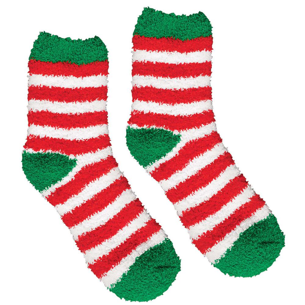 Amscan 13.5 in. Striped Christmas Fuzzy Socks (2-Count, 4-Pack)-397636 ...