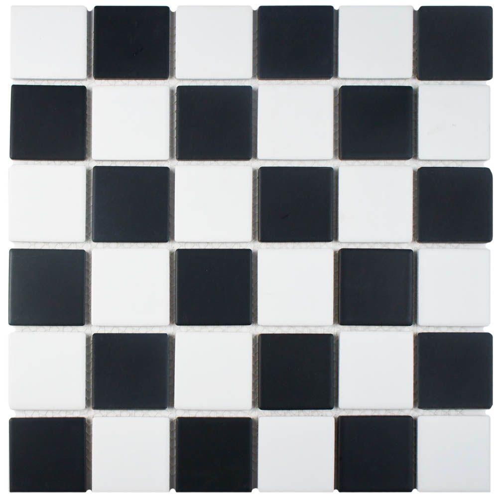 Merola Tile Squire Quad Matte Checkerboard 12 In X Merola Tile Squire Quad Matte