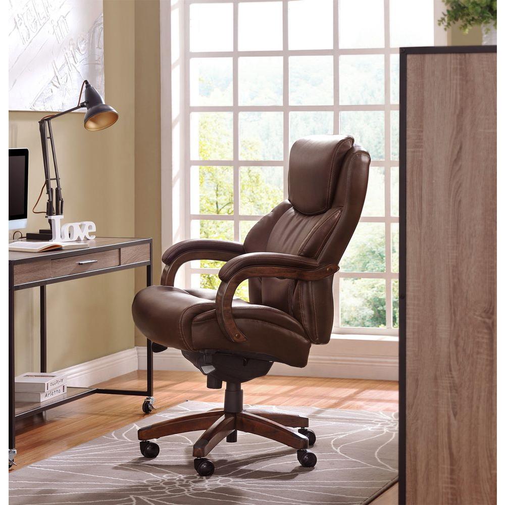 Office Desk Chair La Z Boy Furniture The Home Depot Delano Chestnut Brown Bonded Leather Executive Office Chair