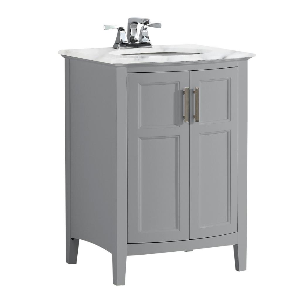 Simpli Home Winston 24 in. Rounded Front Bath Vanity in Warm Grey with