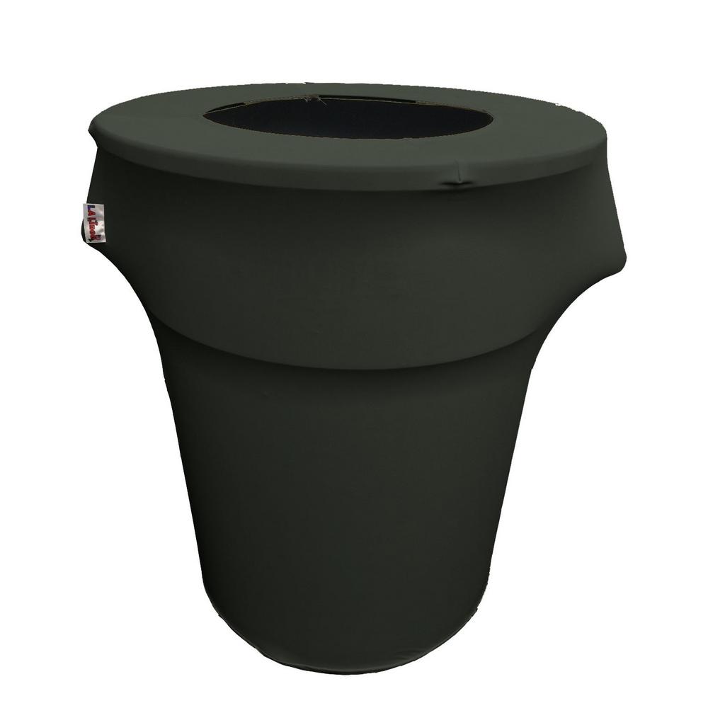 LA Linen Stretch Spandex Trash Can cover 55-Gallon Round,Black