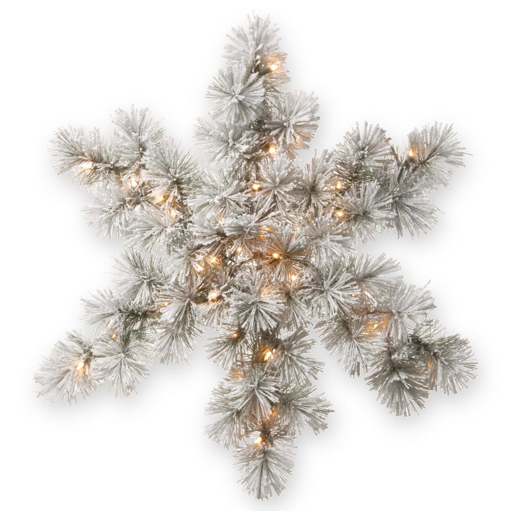 Home Accents Holiday 36 in. White Tinsel Snowflake with Twinkling