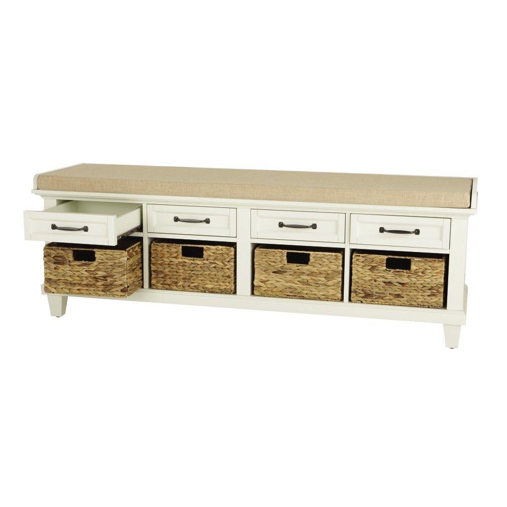 Home Decorators Collection Martin Ivory Shoe Storage Bench The Home Depot