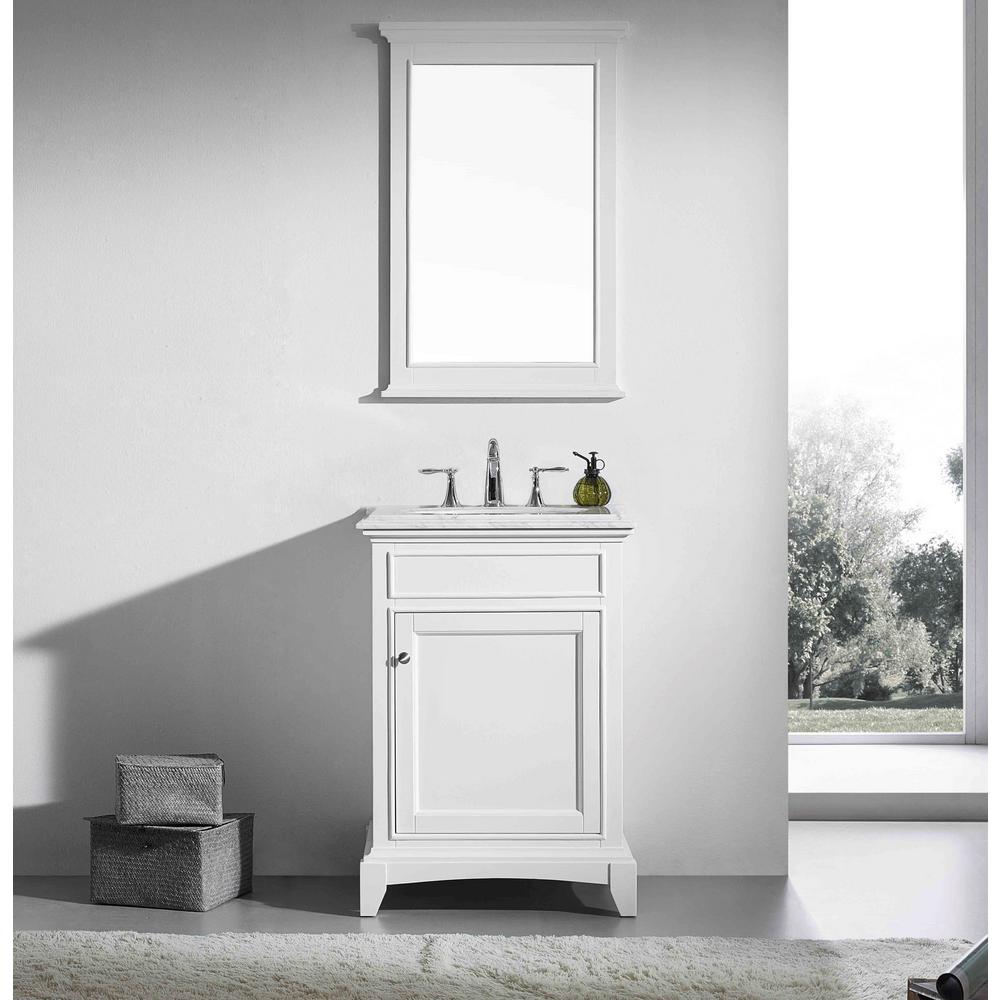 Eviva Elite Stamford 24 In W X 23 5 D 36 H Vanity Elite Stamford 24 In W X 23 5 D 36 H Vanity White With Carrera Marble Top Basin