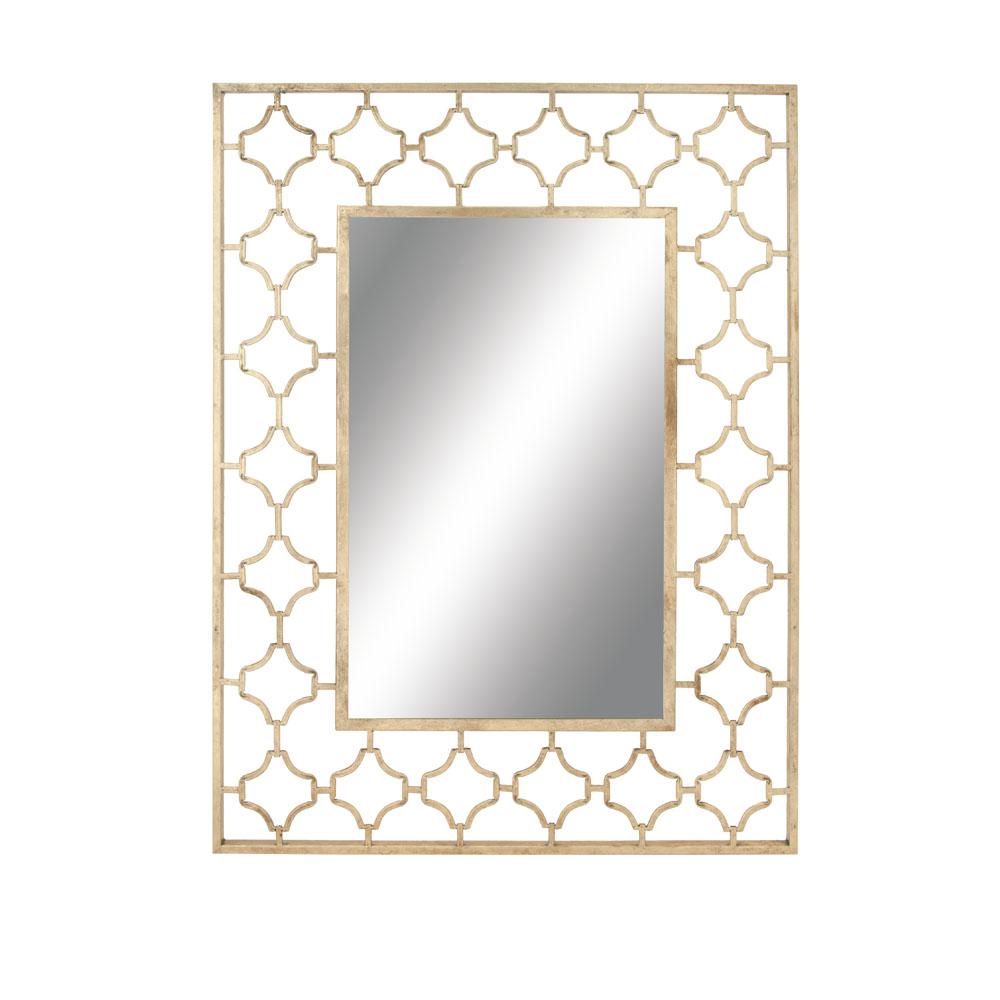Modern Rectangular Gold Quatrefoil Wall Mirror Modern Rectangular Gold Quatrefoil Wall Mirror