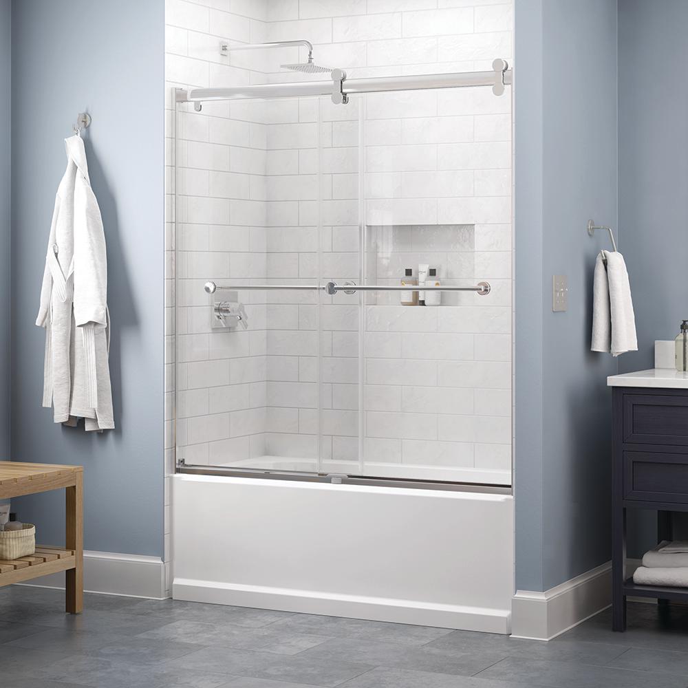 Delta Crestfield 60 x 58-3/4 in. Frameless Contemporary Sliding Bathtub ...