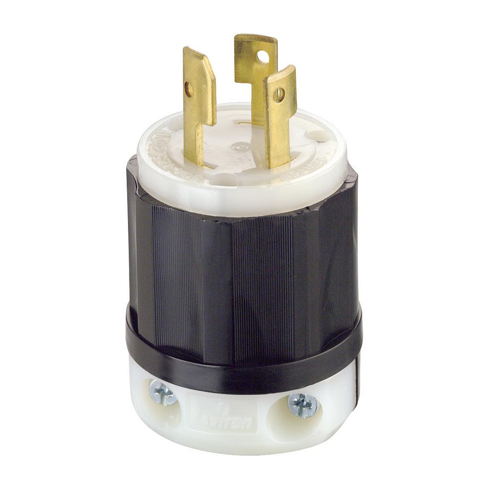 Leviton 30 Amp 125/250-Volt Locking Non-Grounding Plug, Black/White ...