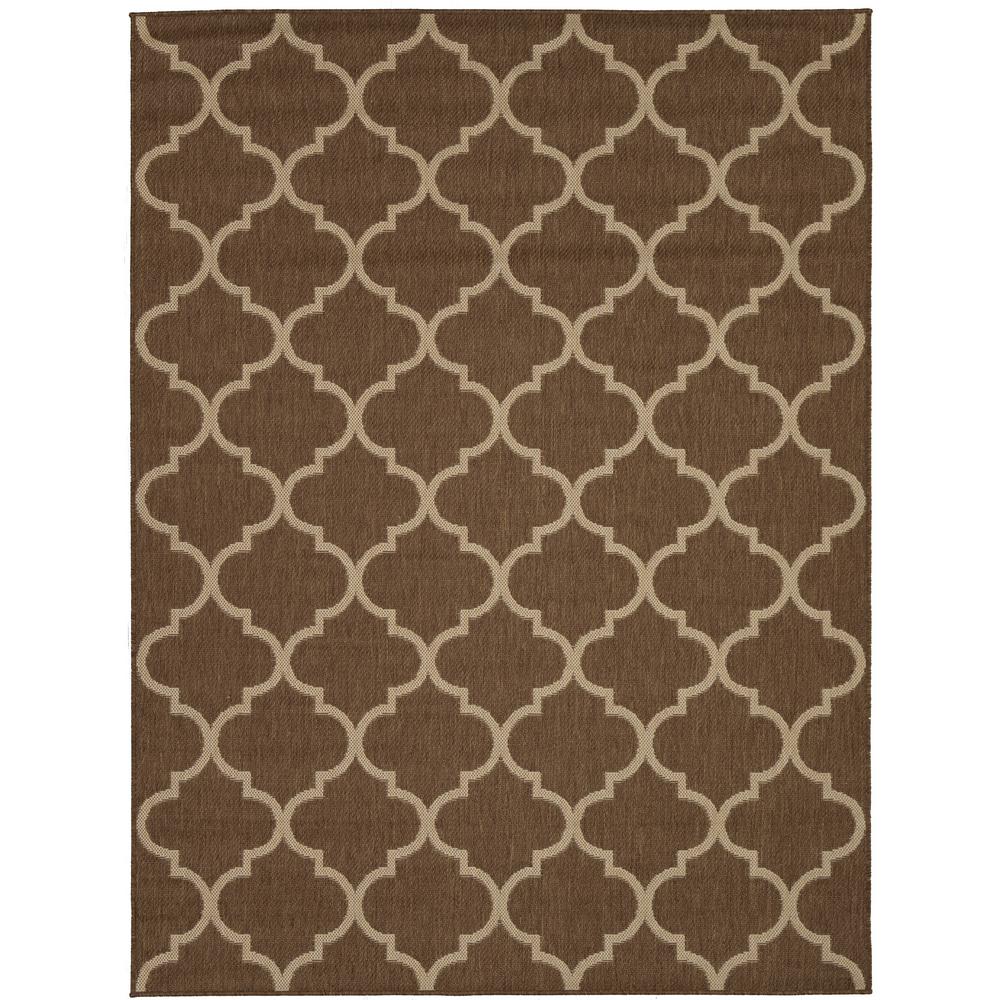 Ottomanson Jardin Collection Brown Trellis Design Indoor Outdoor 5 Ft X 7 Jute Back Area Rug
