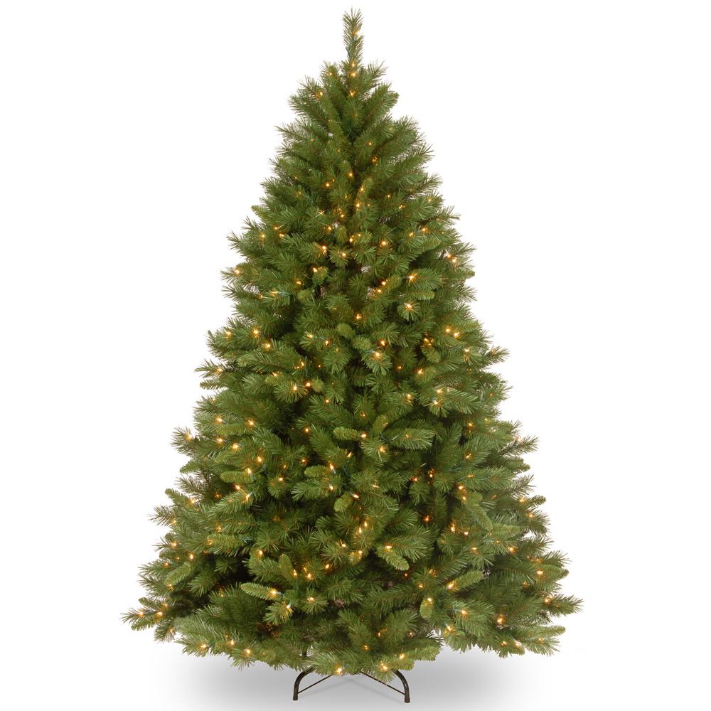 PEFA1-307-75 Hinged National Tree 7.5 Foot Feel Real Frosted Artic Spruce Tree with Cones and 750 Clear Lights