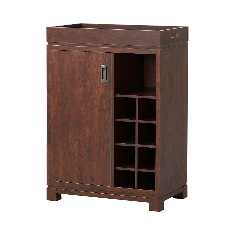 8 Bottle Brown Bar Cabinet ZH141191 The Home Depot