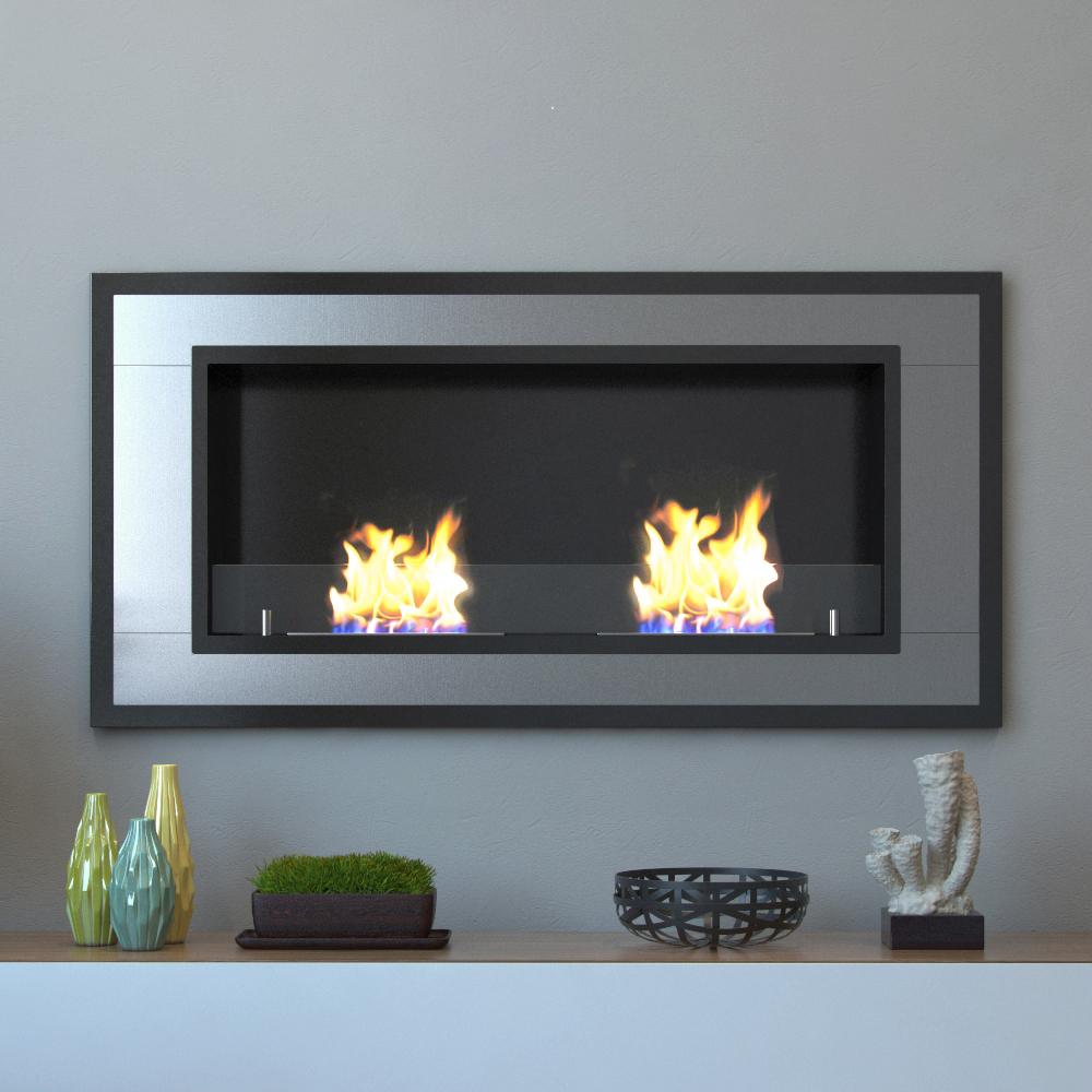 Moda Flame Lugo 47 In Wall Mounted Ethanol Fireplace Stainless Wall Mounted Ethanol Fireplace In Stainless Steel