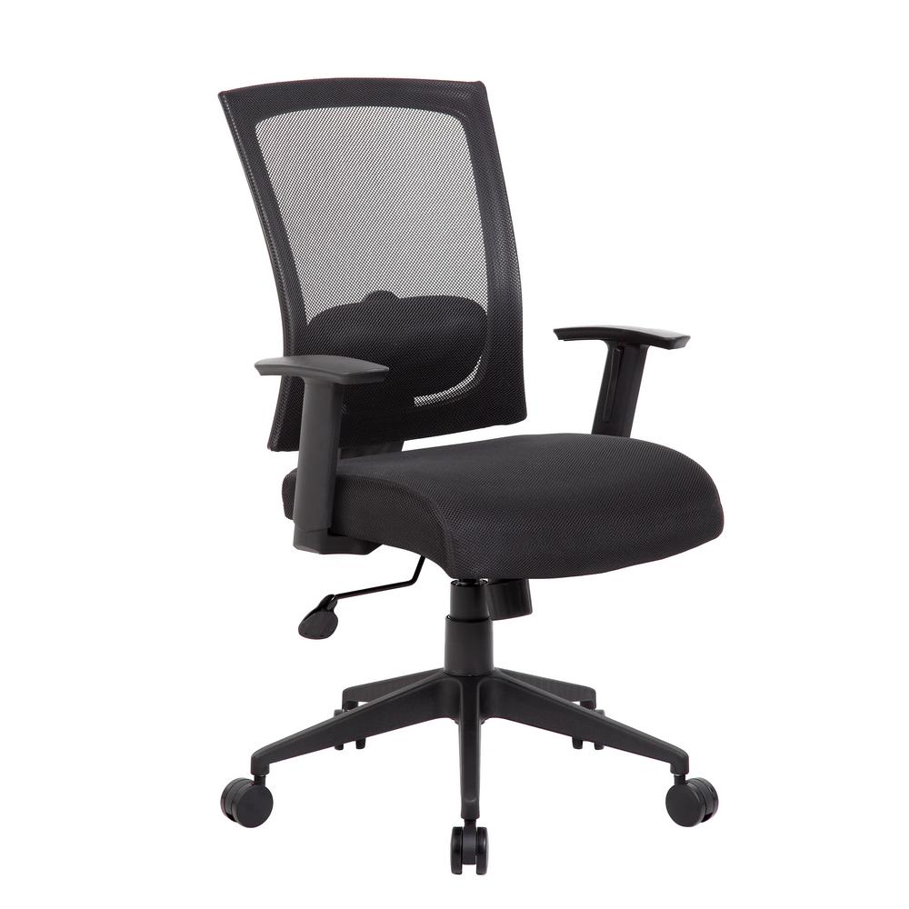 BOSS OFFICE Black Mesh Back and Seat Cushions Black Base Lumbar Support