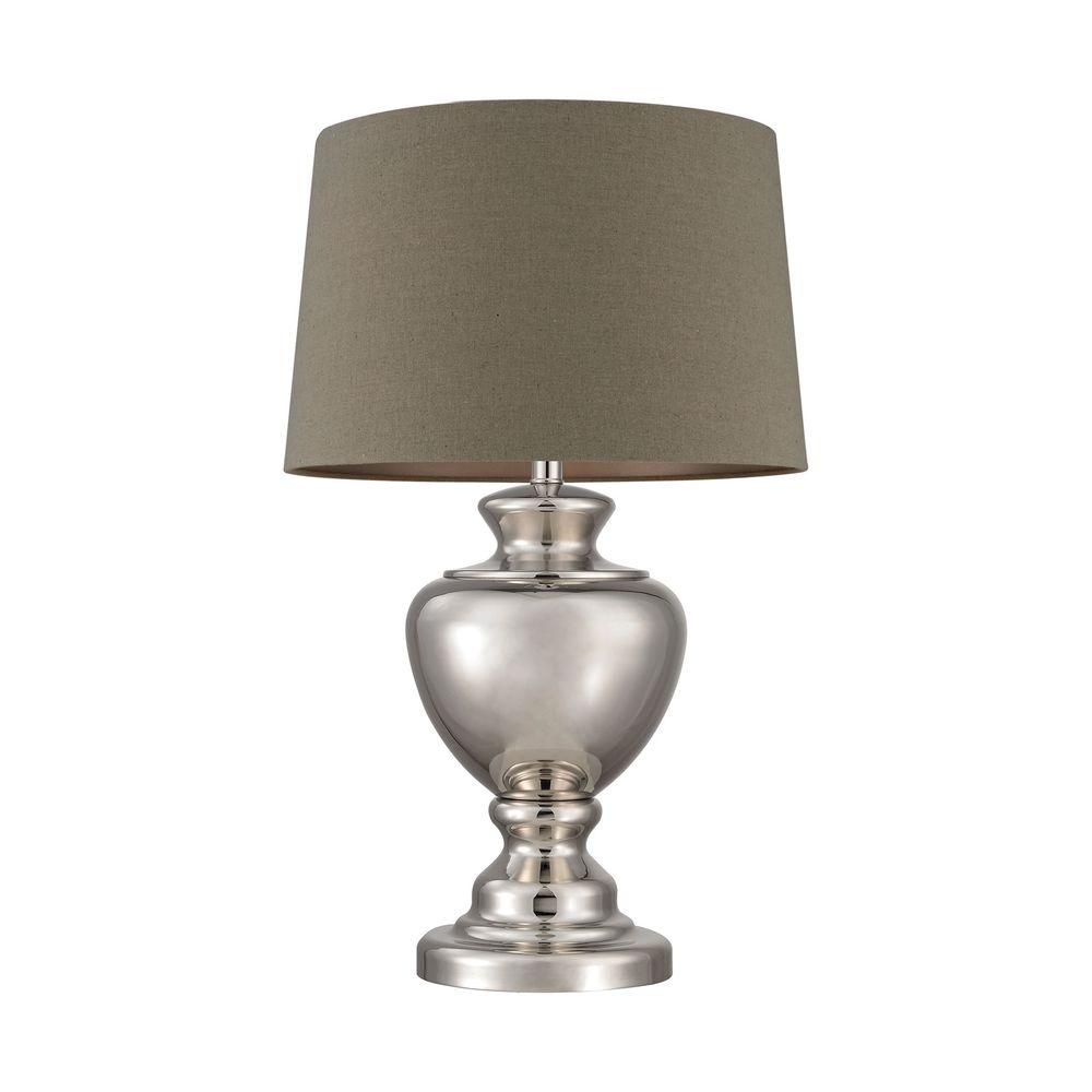 Titan Lighting Spun Metal 29 In Polished Nickel With Natural Shade Titan Lighting Spun Metal 29 In Polished Nickel With Natural Shade Table Lamp