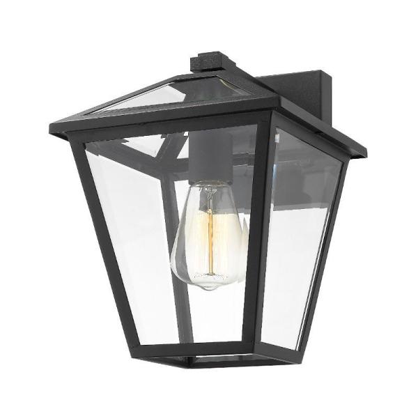 Filament Design 1 Light Black Outdoor Wall Sconce With Clear Beveled Glass Hd Te43560 The Home Depot