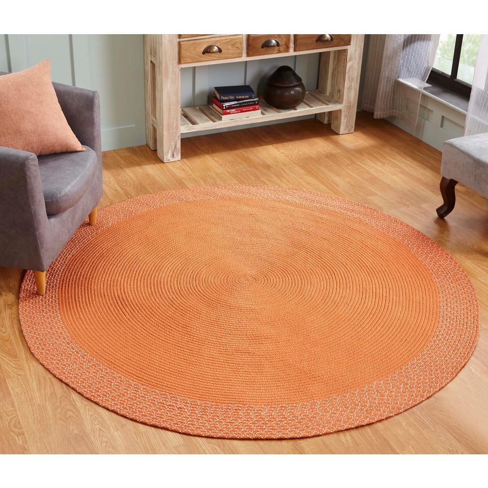 Better Trends Indoor Outdoor Braid Collection Durable Stain Resistant Reversible Orange 8 ft. x