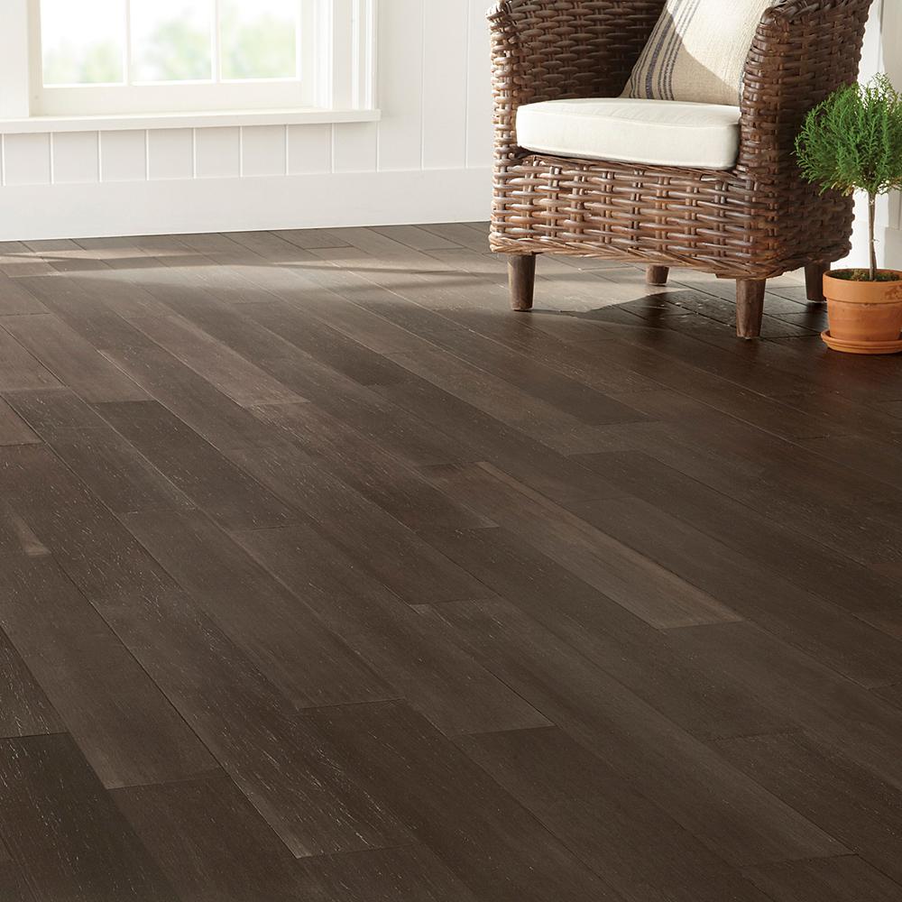 Home Decorators Collection Wire Brushed Strand Woven Sage 3 8 In T X 5 1 5 In W X 36 02 In L Engineered Click Bamboo Flooring 26 Sq Ft Case Hl636h The Home Depot