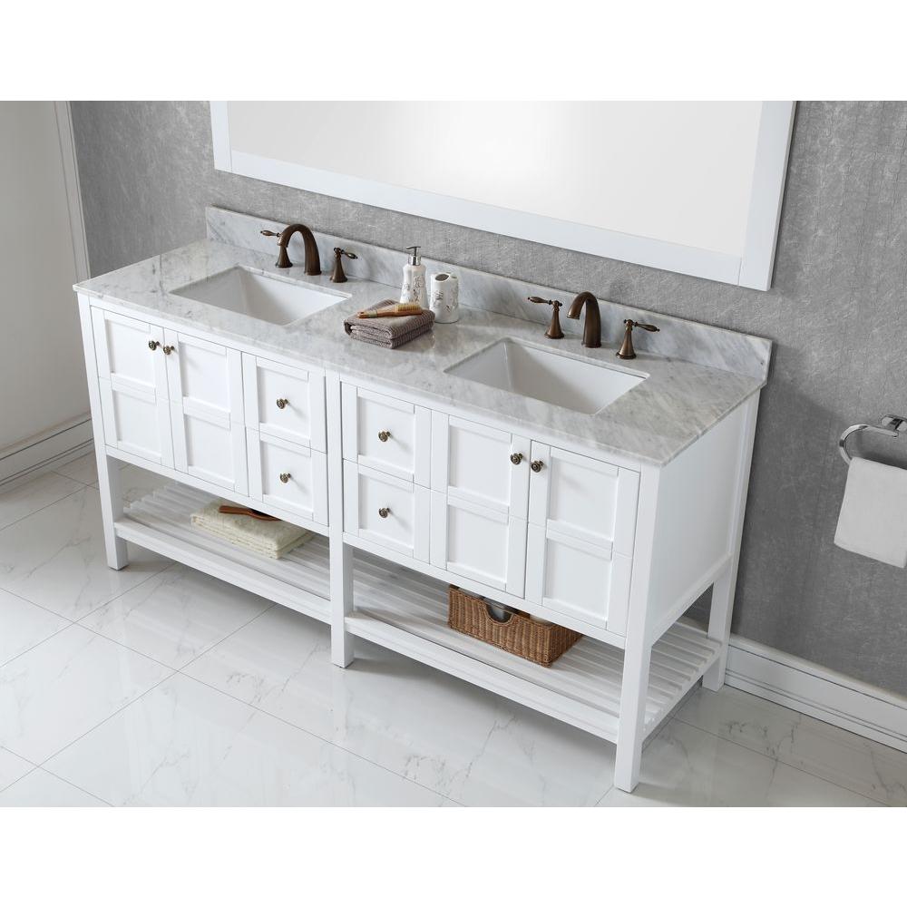 Virtu Usa Winterfell 72 In W Bath Vanity In White With Marble