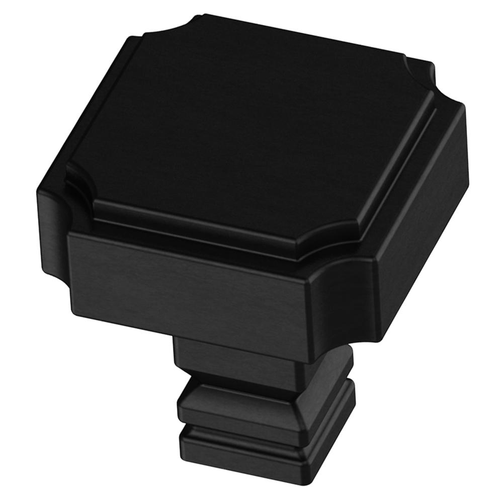 Liberty Notched 11/8 in. (28mm) Matte Black Square Knob