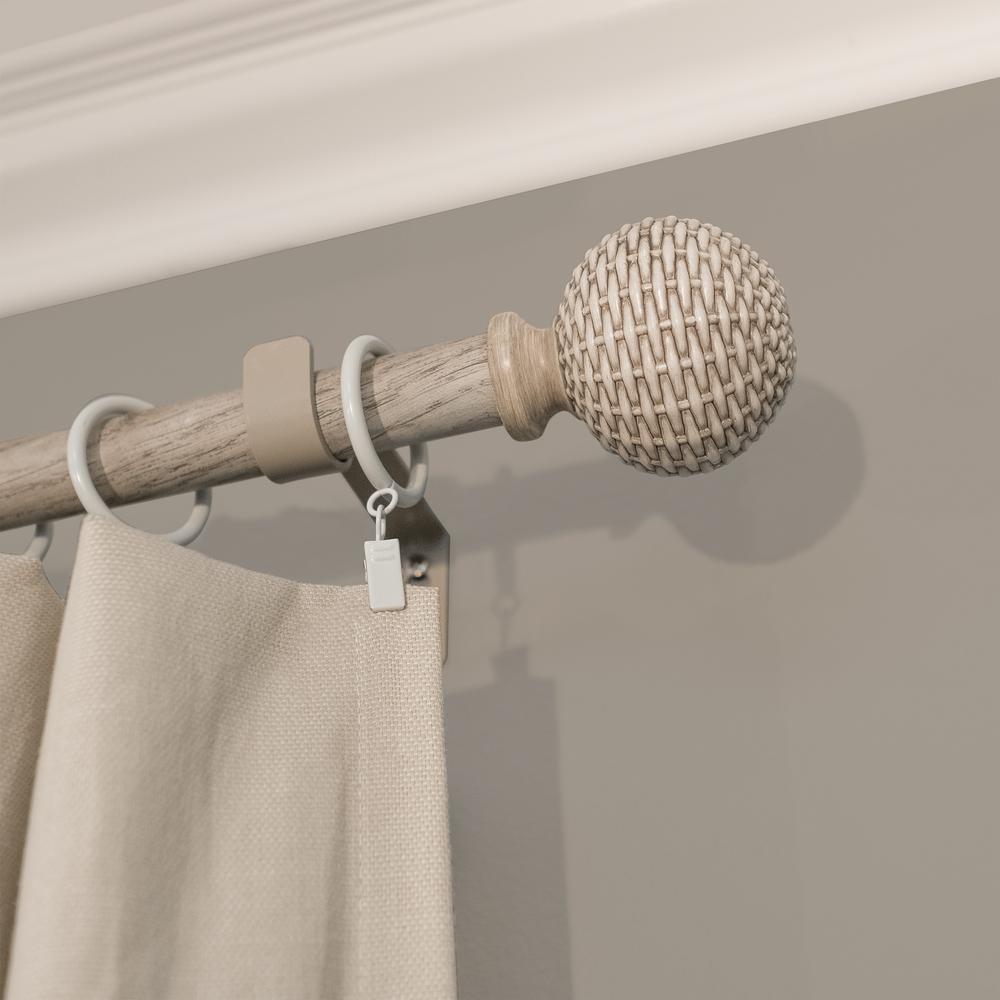 Decopolitan Woven Ball 72 in. 144 in. Telescoping 1 in. Dia Dia Drapery Rod Set in Driftwood