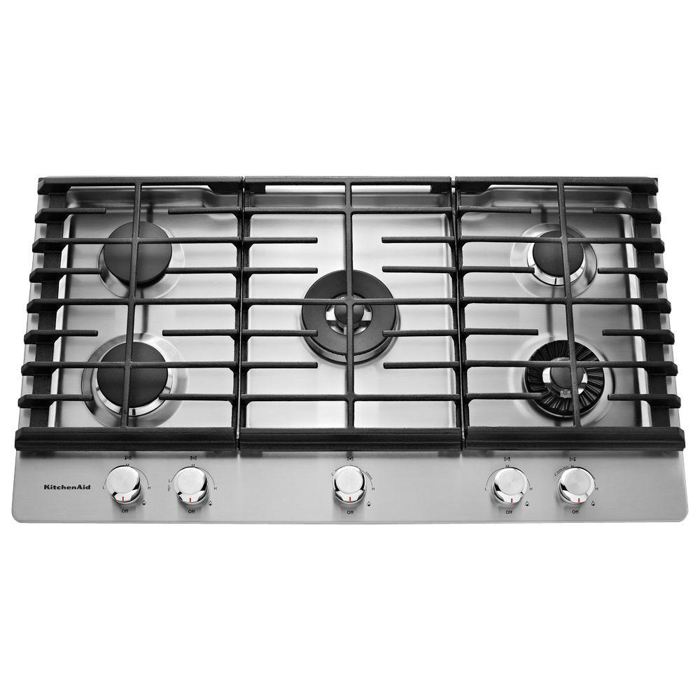 Kitchenaid 36 In Gas Downdraft Cooktop In Stainless Steel With 5