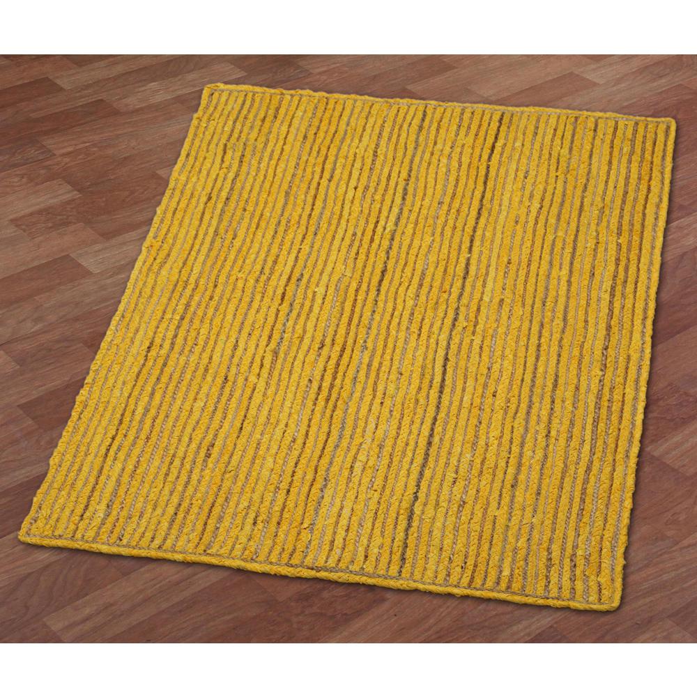 Earth First Jute And Yellow Cotton Racetrack 4 Ft X 6 Ft Area