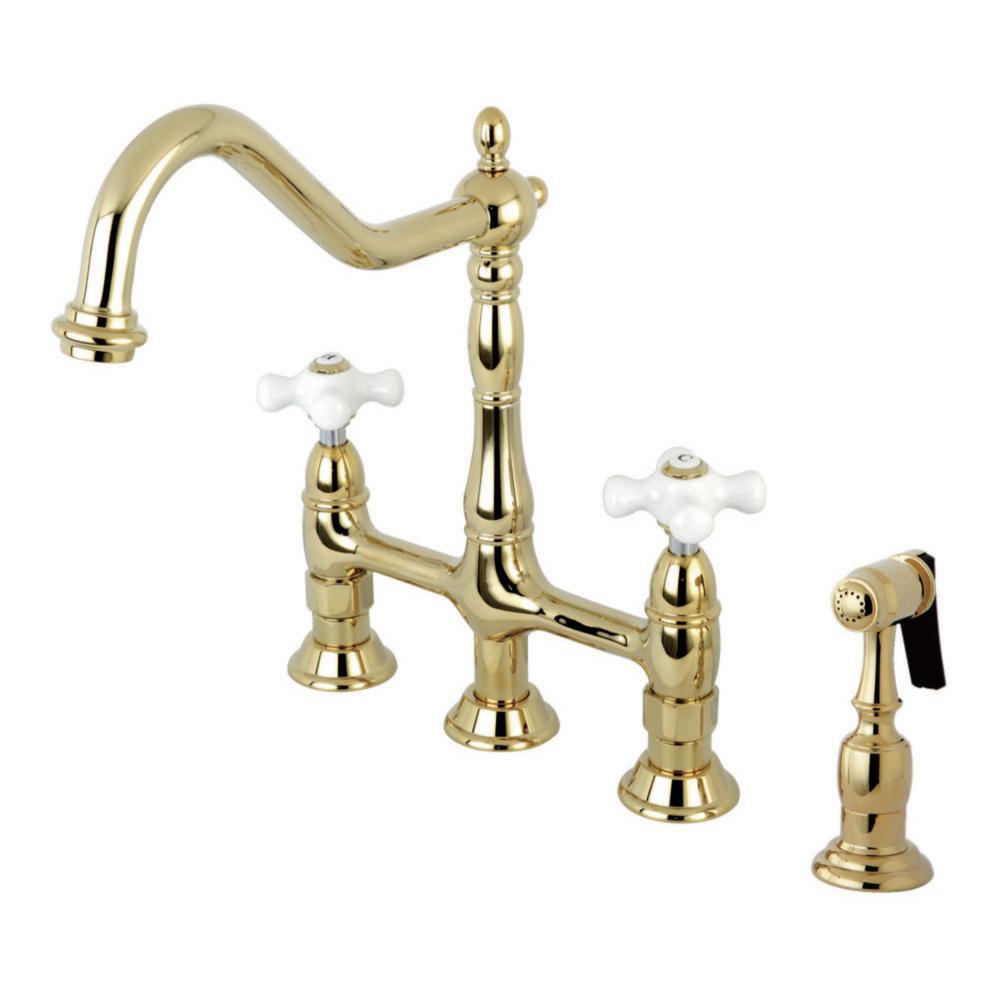 Kingston Brass Heritage 2Handle Bridge Kitchen Faucet with Side