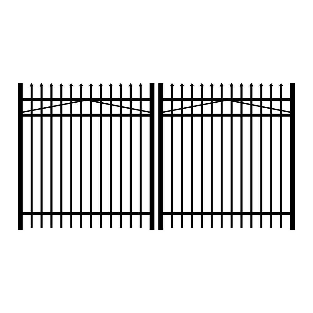 Jerith Washington 10 ft. W x 4 ft. H Black Aluminum 3Rail Double Drive