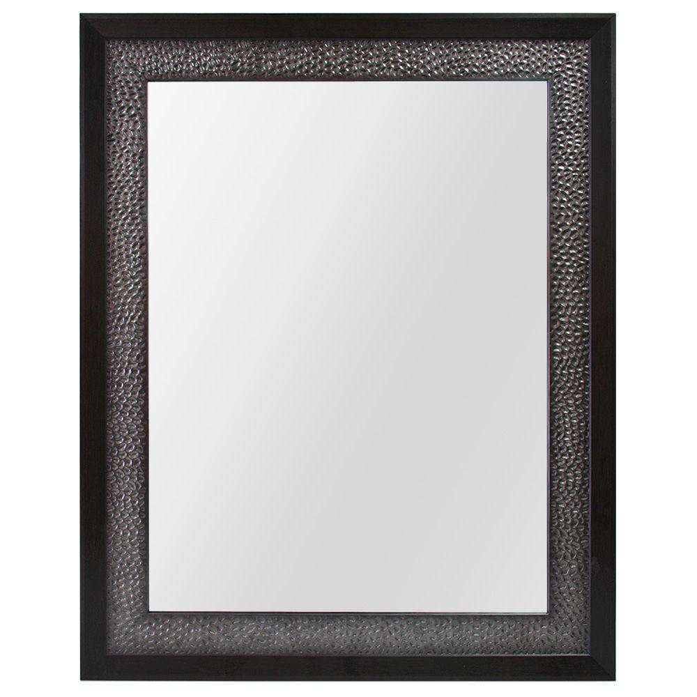 Home Decorators Collection 23 In W X 29 In H Framed Rectangular Anti Fog Bathroom Vanity Mirror In Pewter And Espresso Finish 81165 The Home Depot