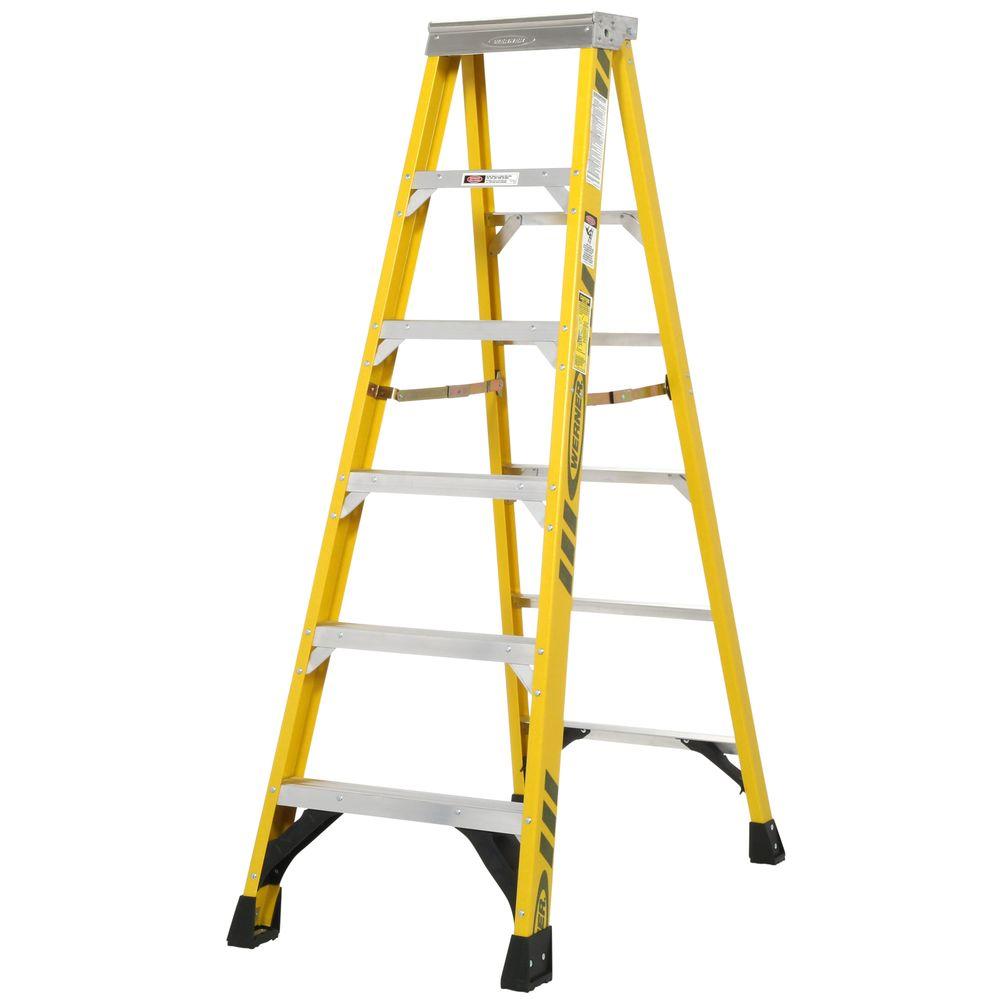 Werner 8 ft. Fiberglass Step Ladder with 300 lb. Load Capacity ...