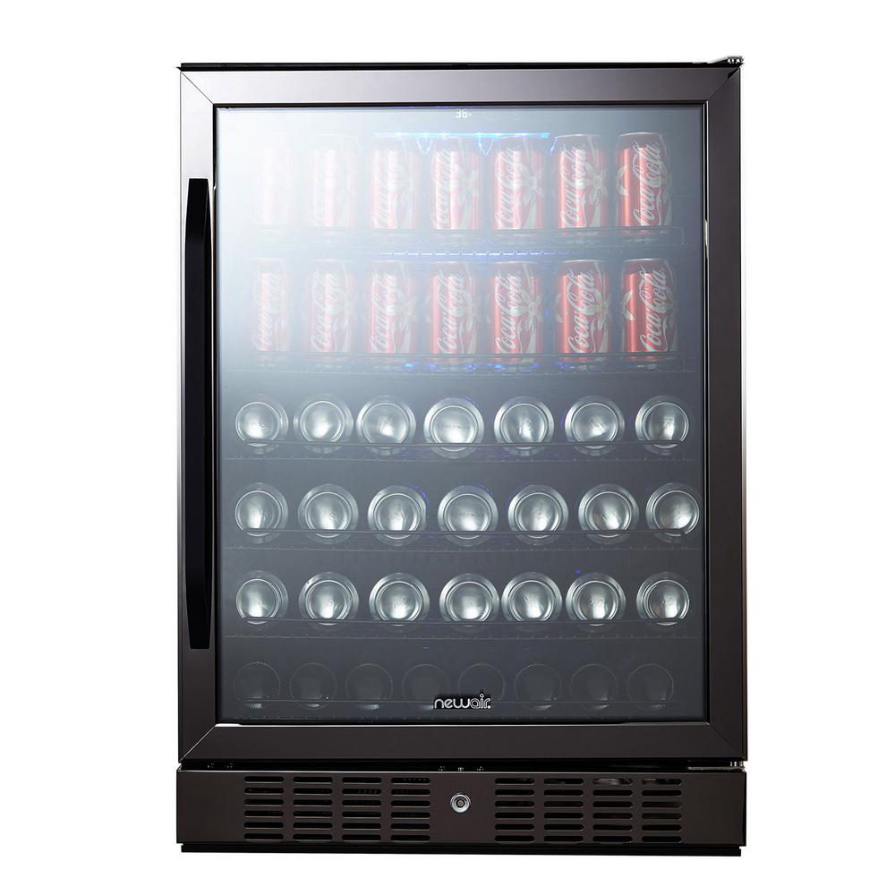 NewAir 23.4 in. 177 (oz.) Can Built In Beverage Cooler in Black Stainless Steel