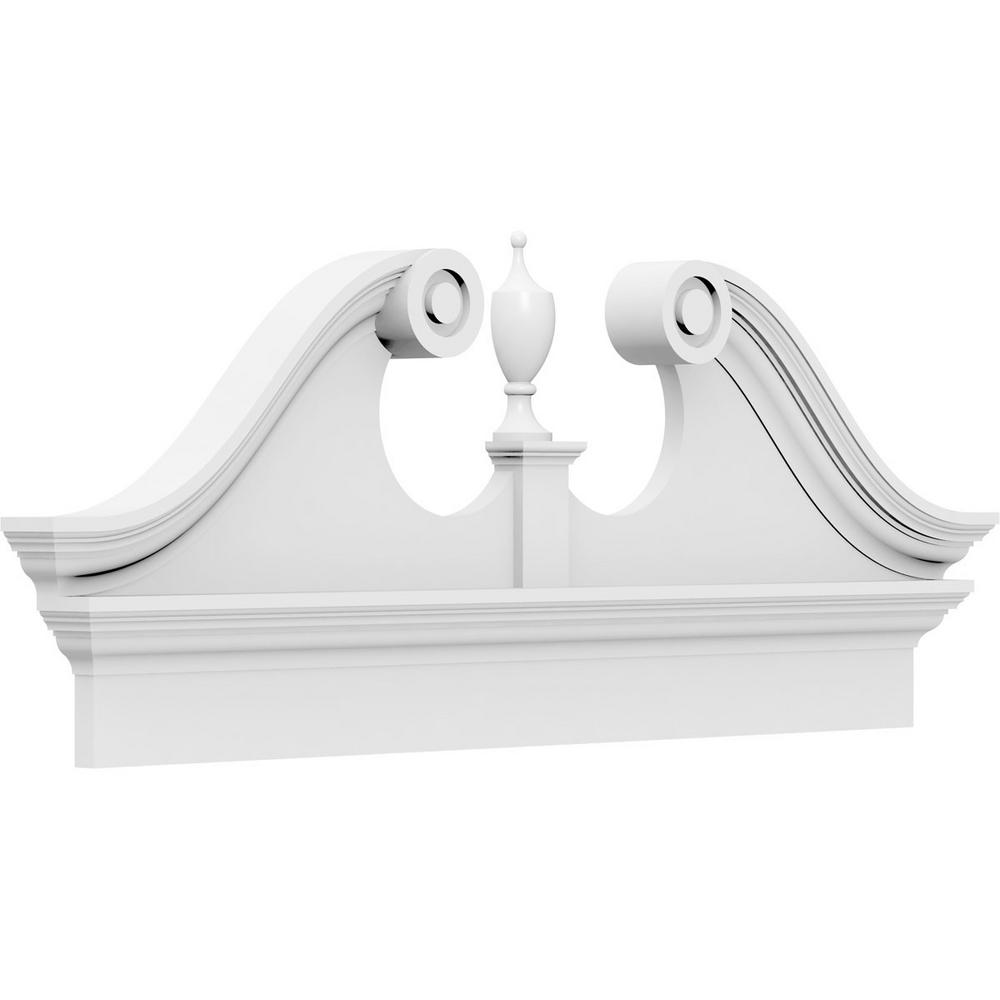 2 3 4 In X 74 In X 25 3 8 In Rams Head Architectural Grade Pvc Combination Pediment Moulding