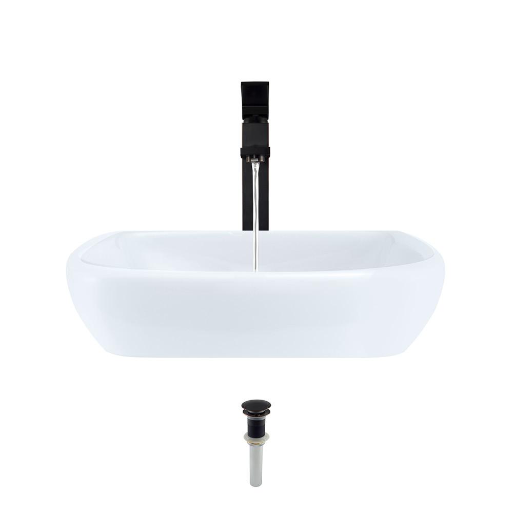 Mr Direct Porcelain Vessel Sink In White With 721 Faucet And Pop