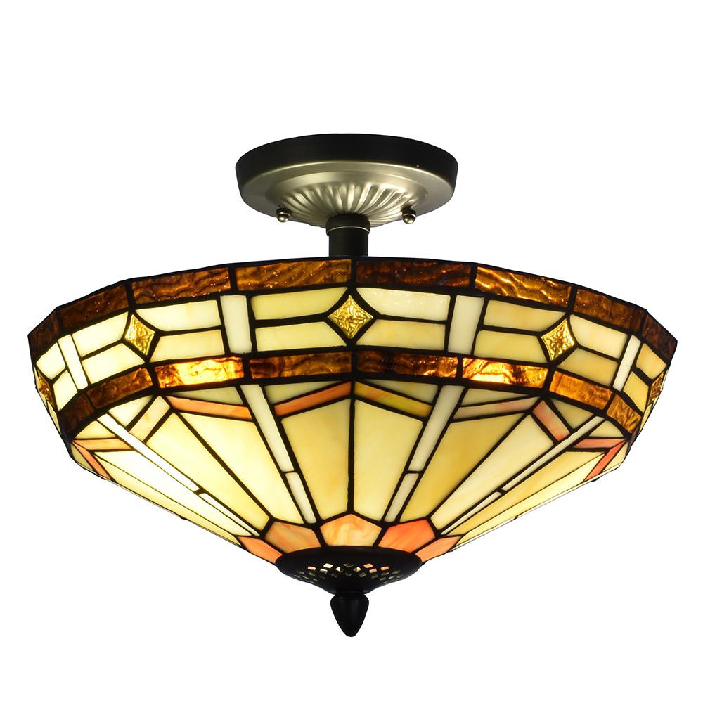 Dale Tiffany Jewel Mission 2 Light Antique Bronze Semi Flush Mount