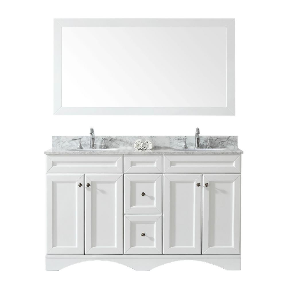 Virtu USA Talisa 60 in. W Bath Vanity in White with Marble Vanity Top