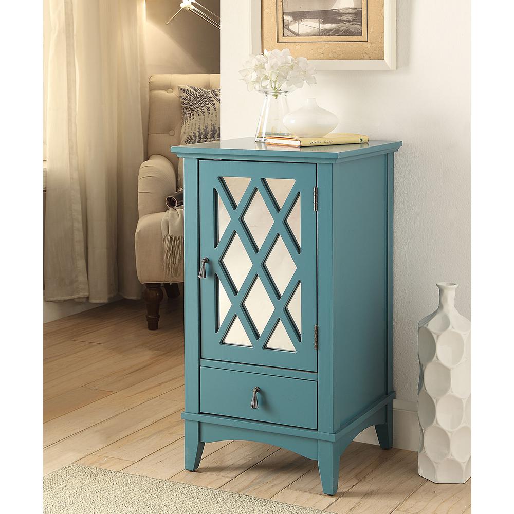 Acme Furniture Ceara Teal Storage Cabinet 97380 The Home Depot
