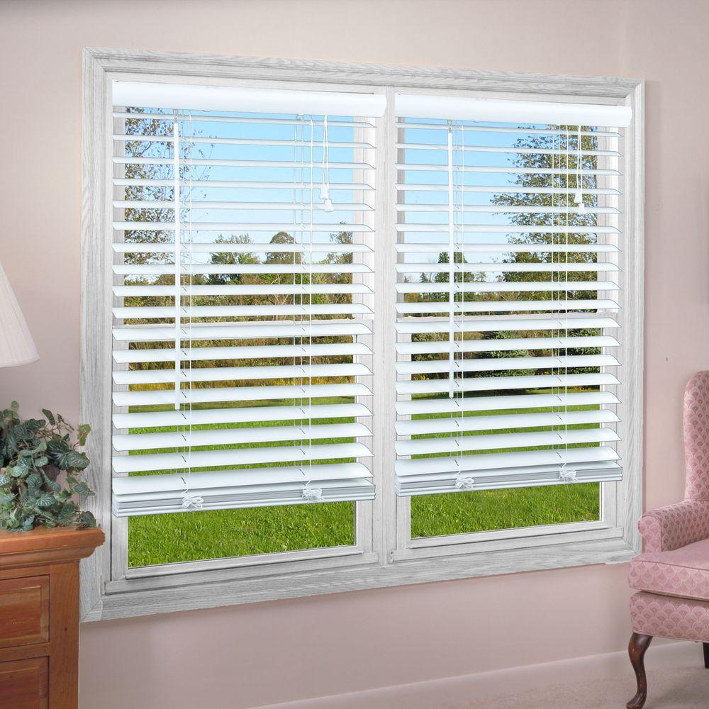 Luna White 2 in. Light Filtering Vinyl Mini Blind - 23 in. W x 64 in. L ...