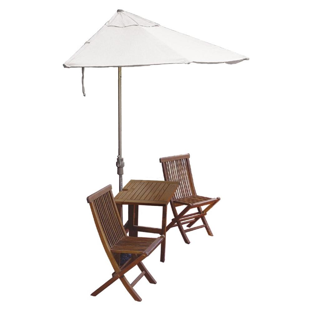 Blue Star Group Terrace Mates Villa Standard 5 Piece Patio Bistro Terrace Mates Villa Standard 5 Piece Patio Bistro Set With 9 Ft Natural Solarvista Half Umbrella