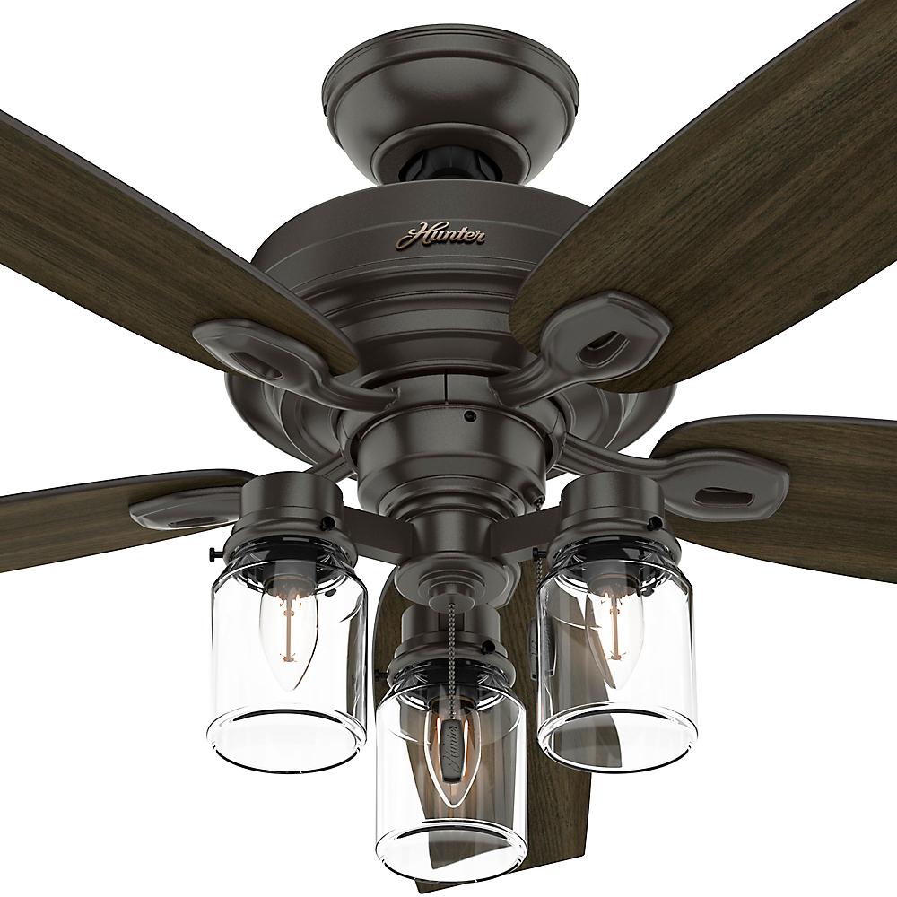 Hunter Crown Canyon Ii 52 In Led, Bronze Ceiling Fan With Light