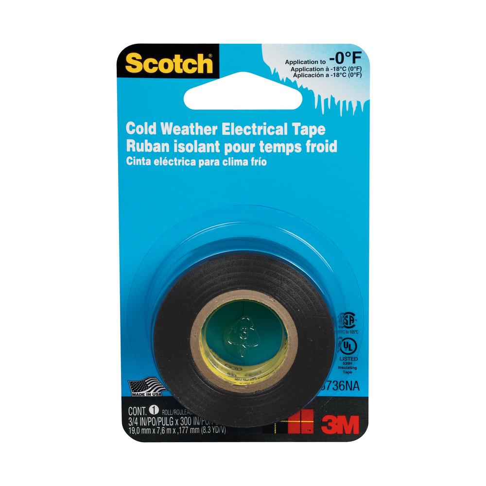 3M Cold Weather 3/4 in. x 25 ft. Electrical Tape, Black16736NA The