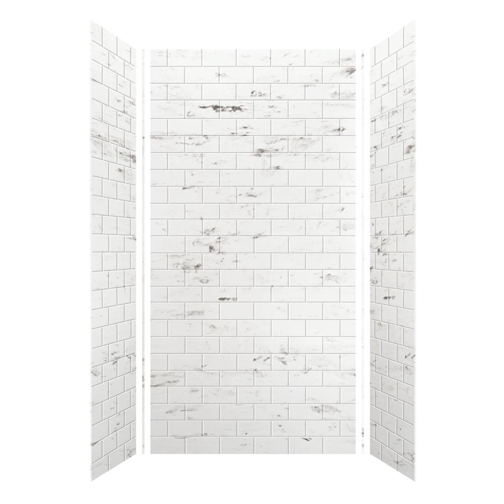 Transolid SWK483696-47 SaraMar 36-in X 48-in X 96-in Glue to Wall 3-Piece Shower Wall Kit, White Venito