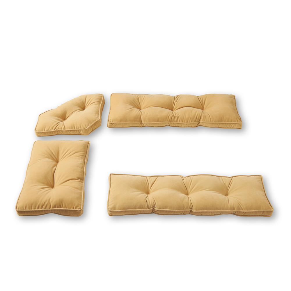 Greendale Home Fashions Hyatt Cream 4 Piece Microfiber Kitchen Nook Cushion Set Nk5129 Cream The Home Depot