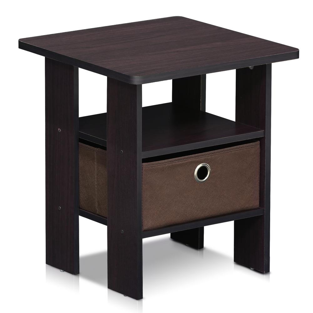 Furinno Dark Walnut Storage End Table 11157DWN The Home Depot